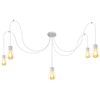 Pendel TUBE LONG 5xE27/10W/230V hvid