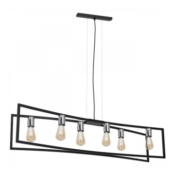 Pendel TUNJA 6xE27/60W/230V sort/skinnende krom