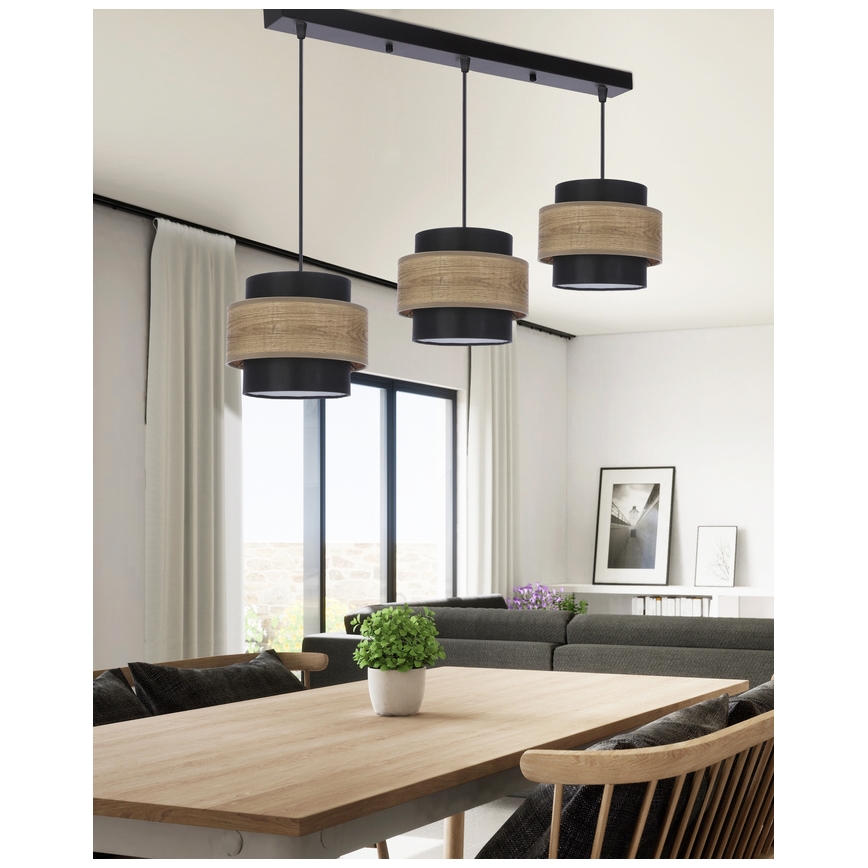 Pendel TWIN 3xE27/40W/230V brun/sort