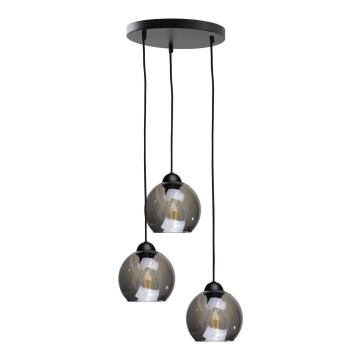 Pendel UNO 3xE27/60W/230V sort/røget