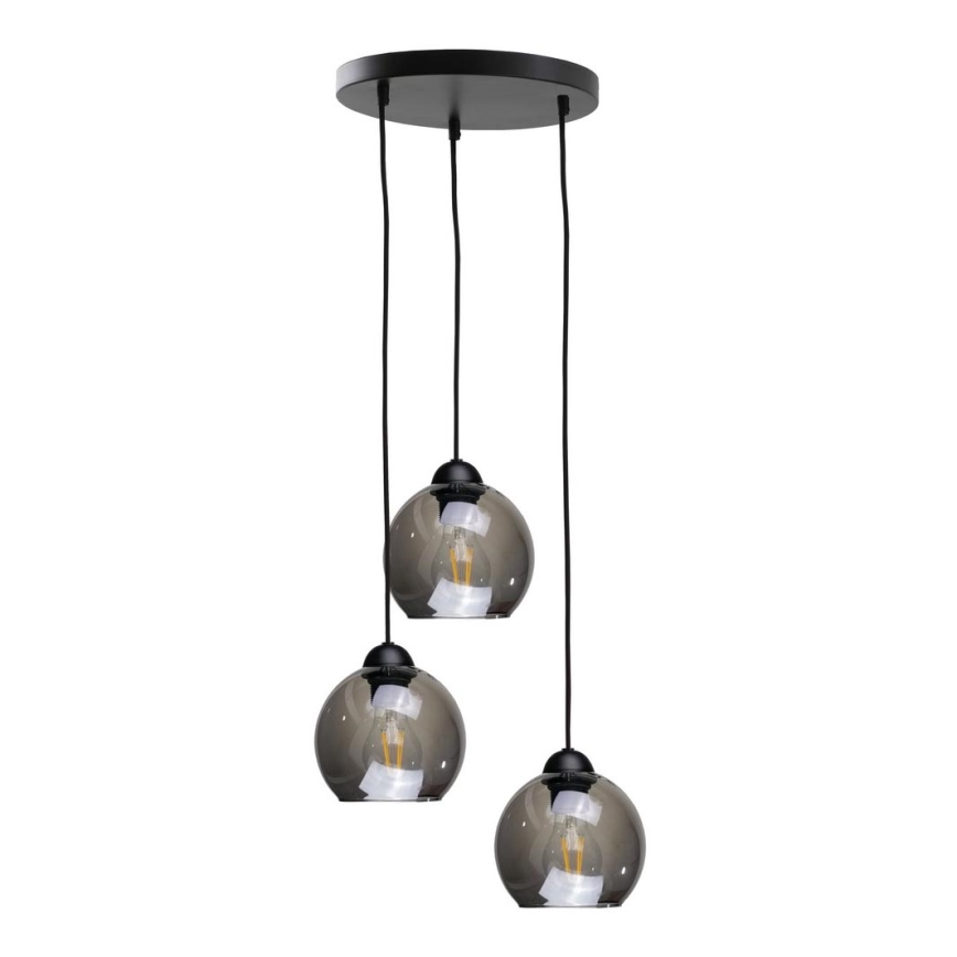 Pendel UNO 3xE27/60W/230V sort/røget