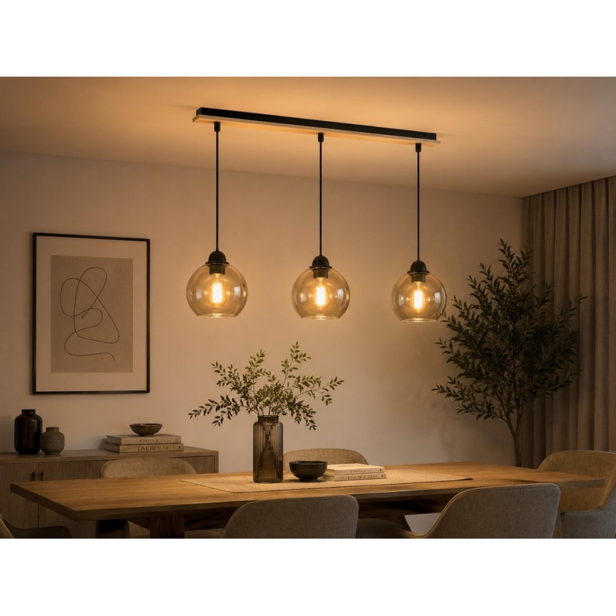 Pendel UNO WOOD 3xE27/60W/230V sort/brun