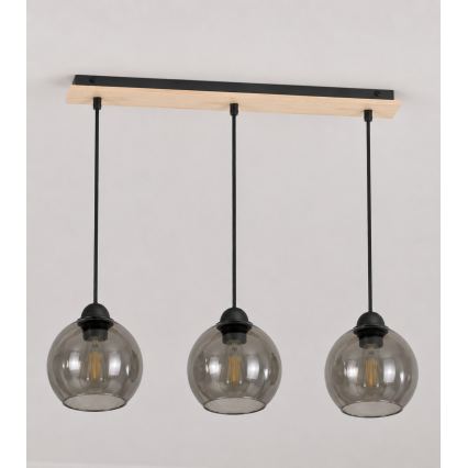 Pendel UNO WOOD 3xE27/60W/230V sort/brun