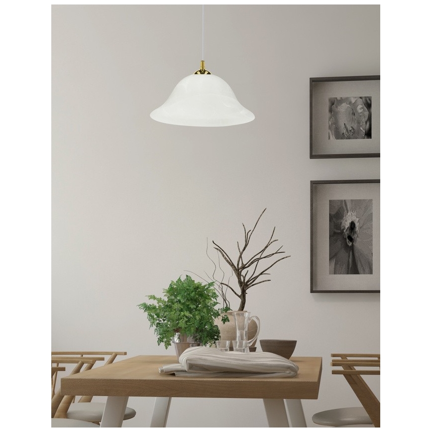 Pendel VERA 1xE27/60W/230V guldfarvet/hvid