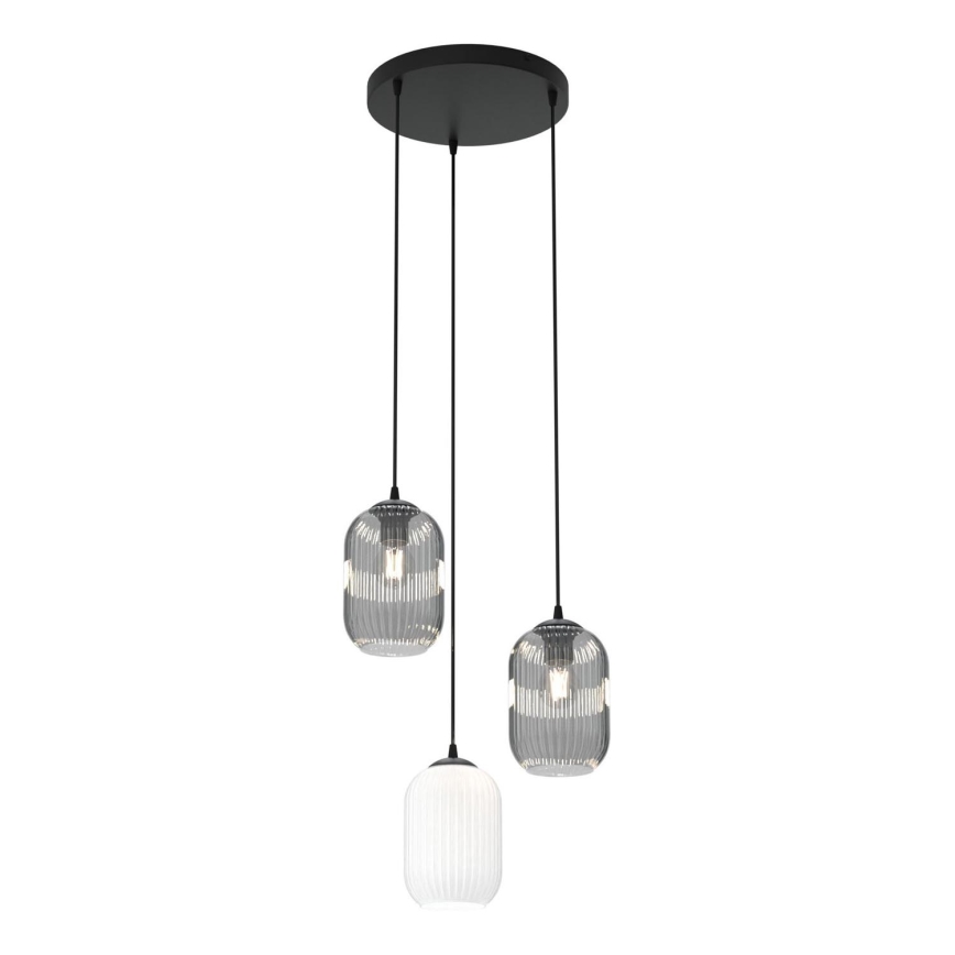 Pendel VERDI 3xE27/15W/230V diameter 30 cm sort/grå/hvid