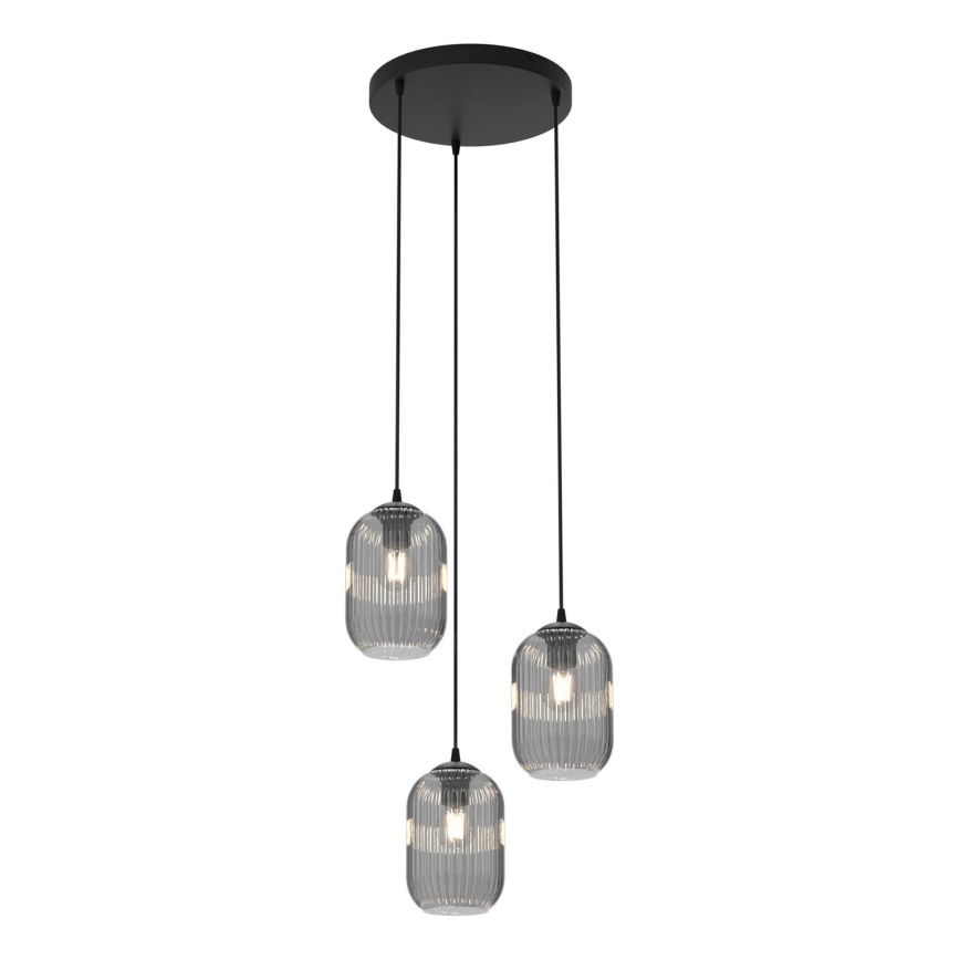 Pendel VERDI 3xE27/15W/230V diameter 30 cm sort/grå