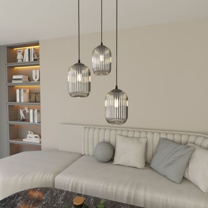 Pendel VERDI 3xE27/15W/230V diameter 30 cm sort/grå