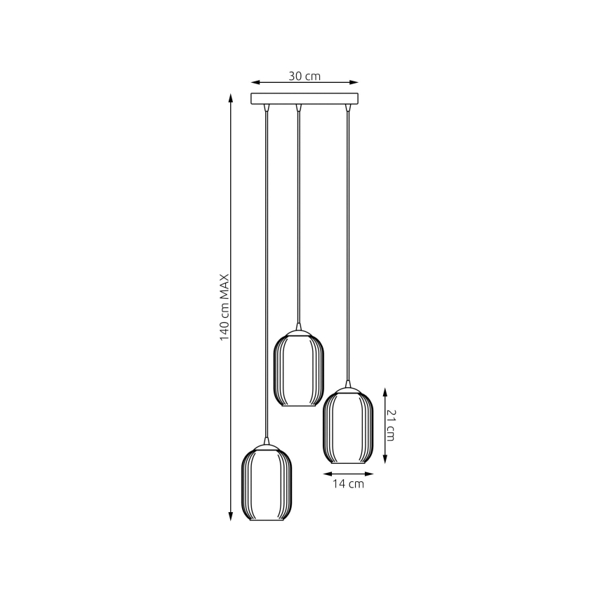 Pendel VERDI 3xE27/15W/230V diameter 30 cm sort/grå
