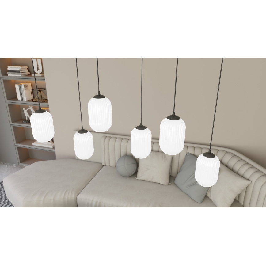 Pendel VERDI 3xE27/15W/230V diameter 30 cm sort/hvid