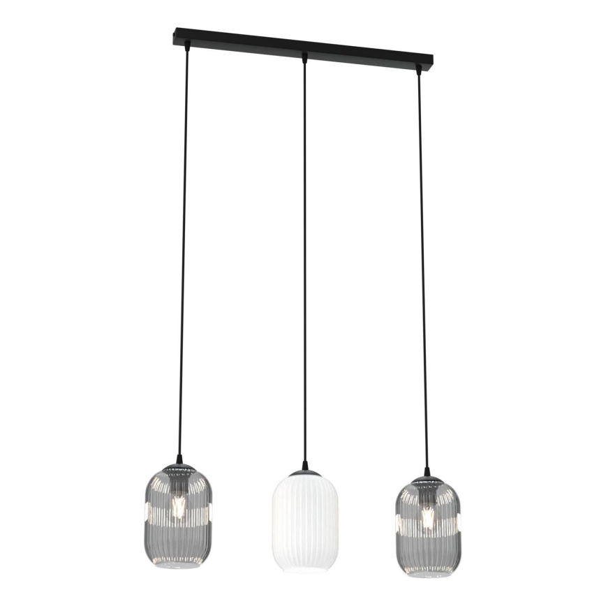 Pendel VERDI 3xE27/15W/230V sort/grå/hvid