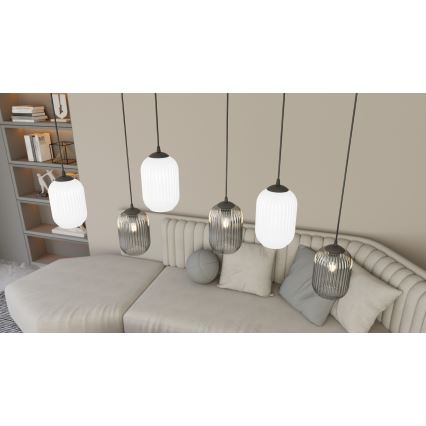 Pendel VERDI 3xE27/15W/230V sort/grå/hvid