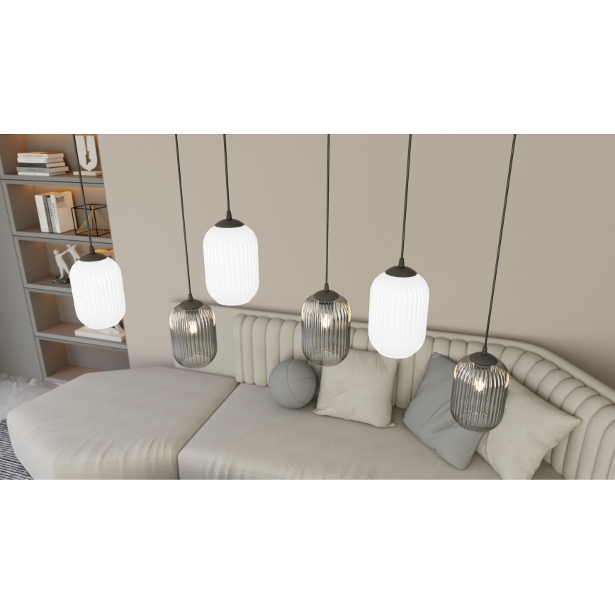 Pendel VERDI 3xE27/15W/230V sort/grå/hvid