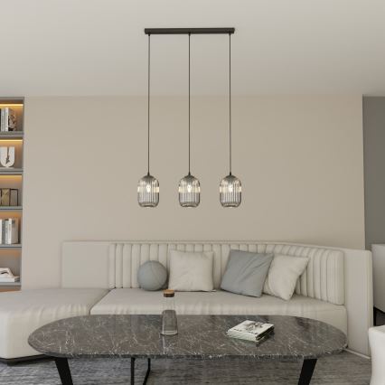 Pendel VERDI 3xE27/15W/230V sort/grå