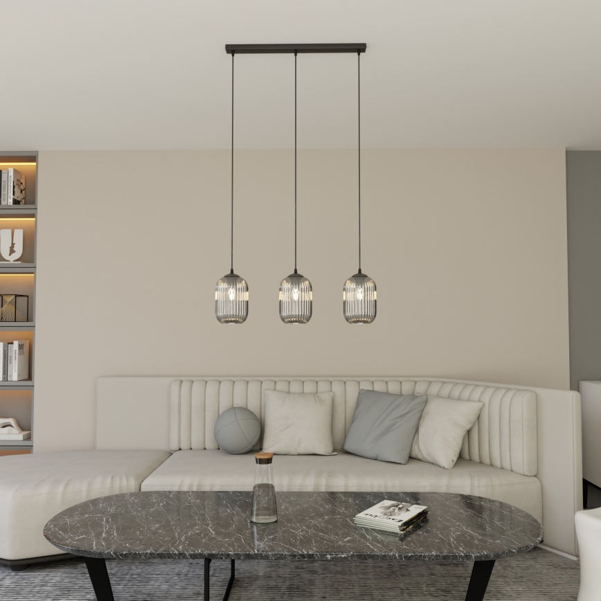 Pendel VERDI 3xE27/15W/230V sort/grå
