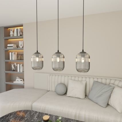Pendel VERDI 3xE27/15W/230V sort/grå