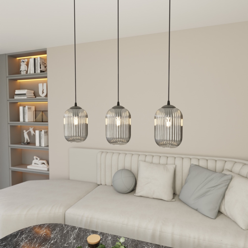 Pendel VERDI 3xE27/15W/230V sort/grå