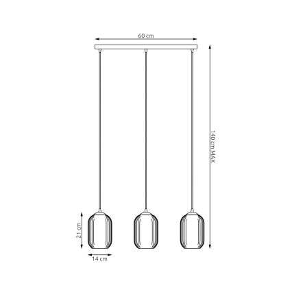 Pendel VERDI 3xE27/15W/230V sort/grå