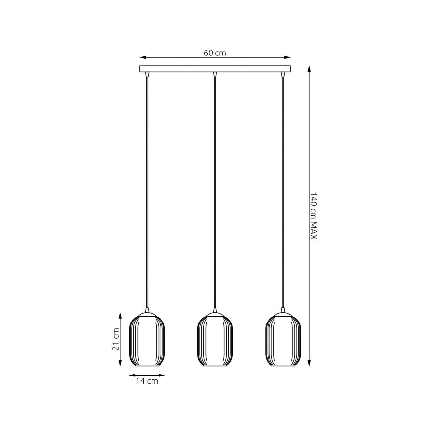 Pendel VERDI 3xE27/15W/230V sort/grå