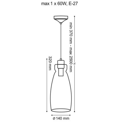 Lysekrone i en snor VETRO 1xE27/60W/230V