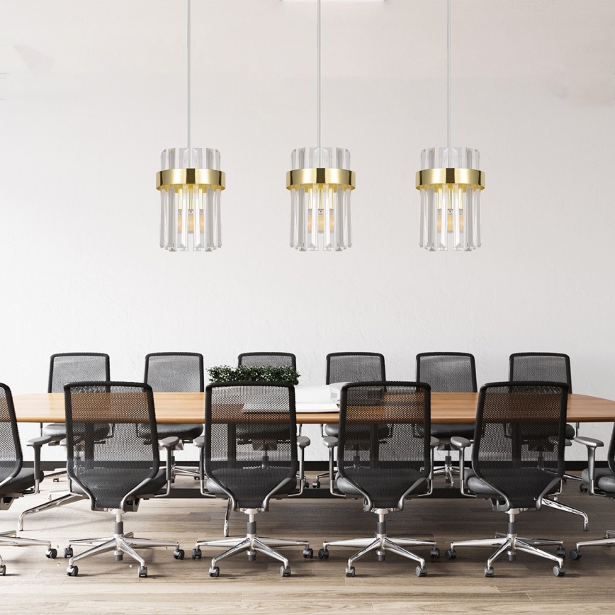 Pendel VETRO på kabel 3xE14/10W/230V guldfarvet