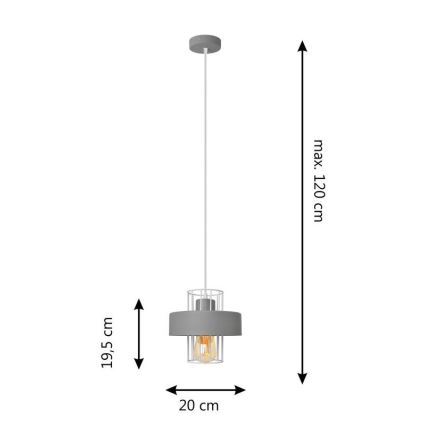 Pendel VOLTA 1xE27/15W/230V grå