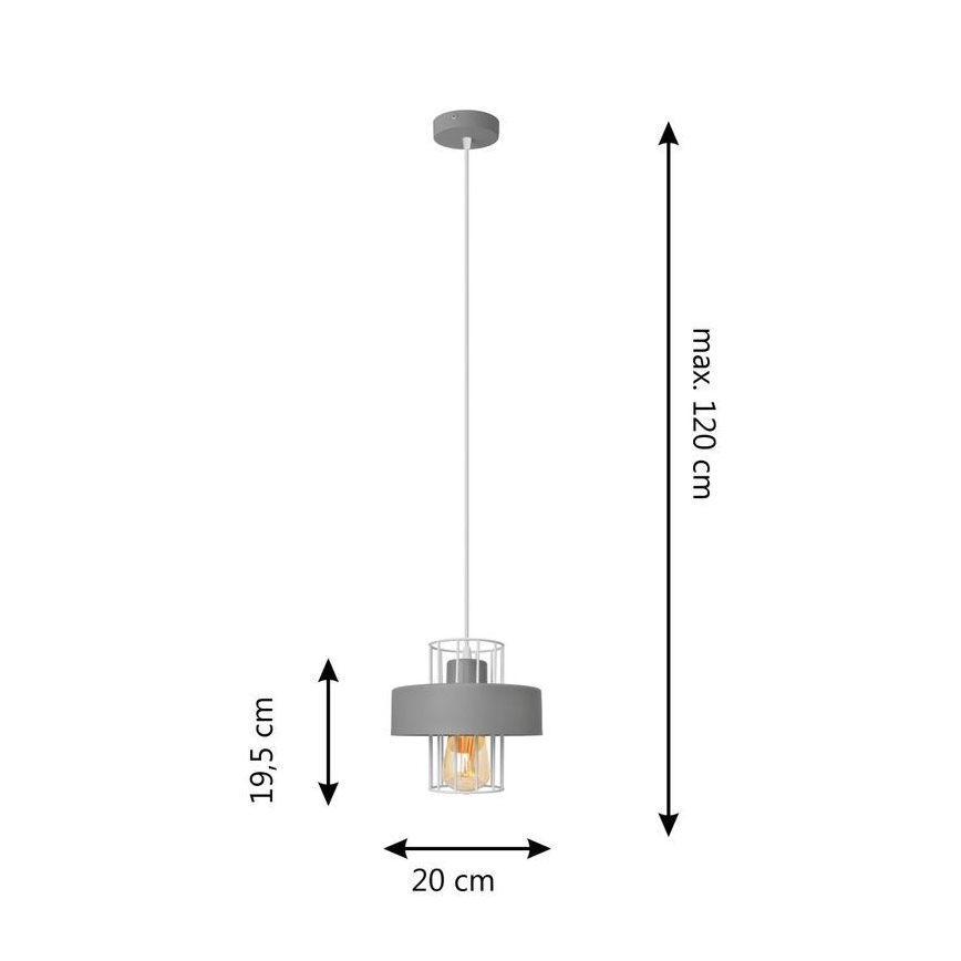 Pendel VOLTA 1xE27/15W/230V grå