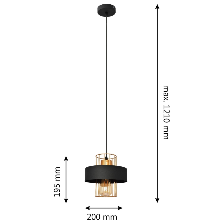 Pendel VOLTA 1xE27/15W/230V sort/gylden