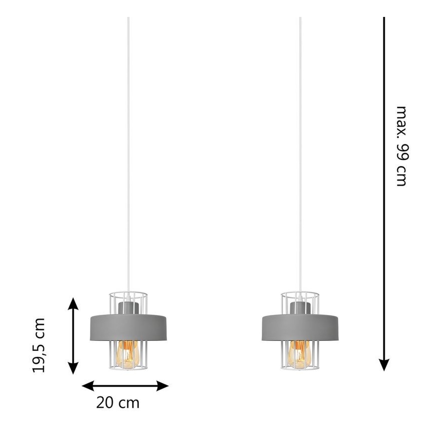 Pendel VOLTA 2xE27/15W/230V grå