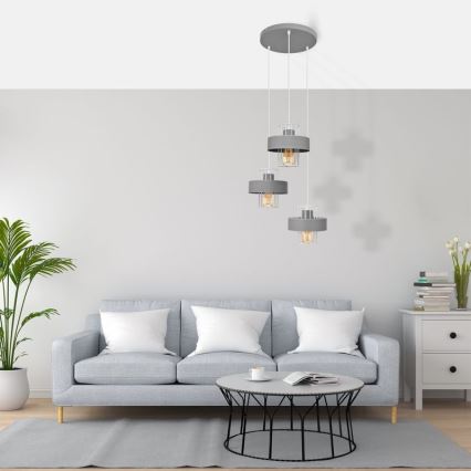 Pendel VOLTA 3xE27/15W/230V diameter 42 cm grå