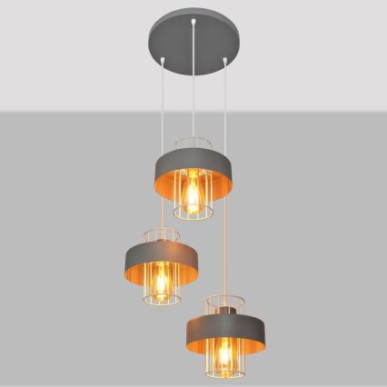 Pendel VOLTA 3xE27/15W/230V diameter 42 cm grå