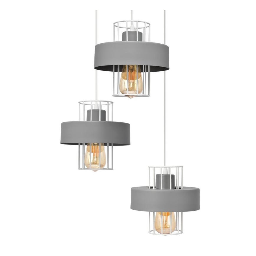 Pendel VOLTA 3xE27/15W/230V diameter 42 cm grå