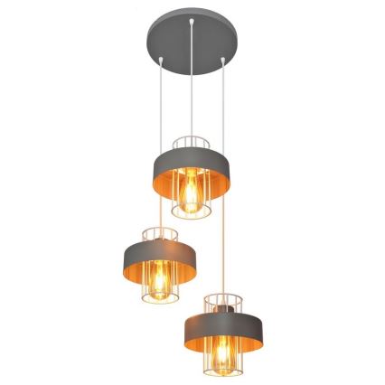 Pendel VOLTA 3xE27/15W/230V diameter 42 cm grå