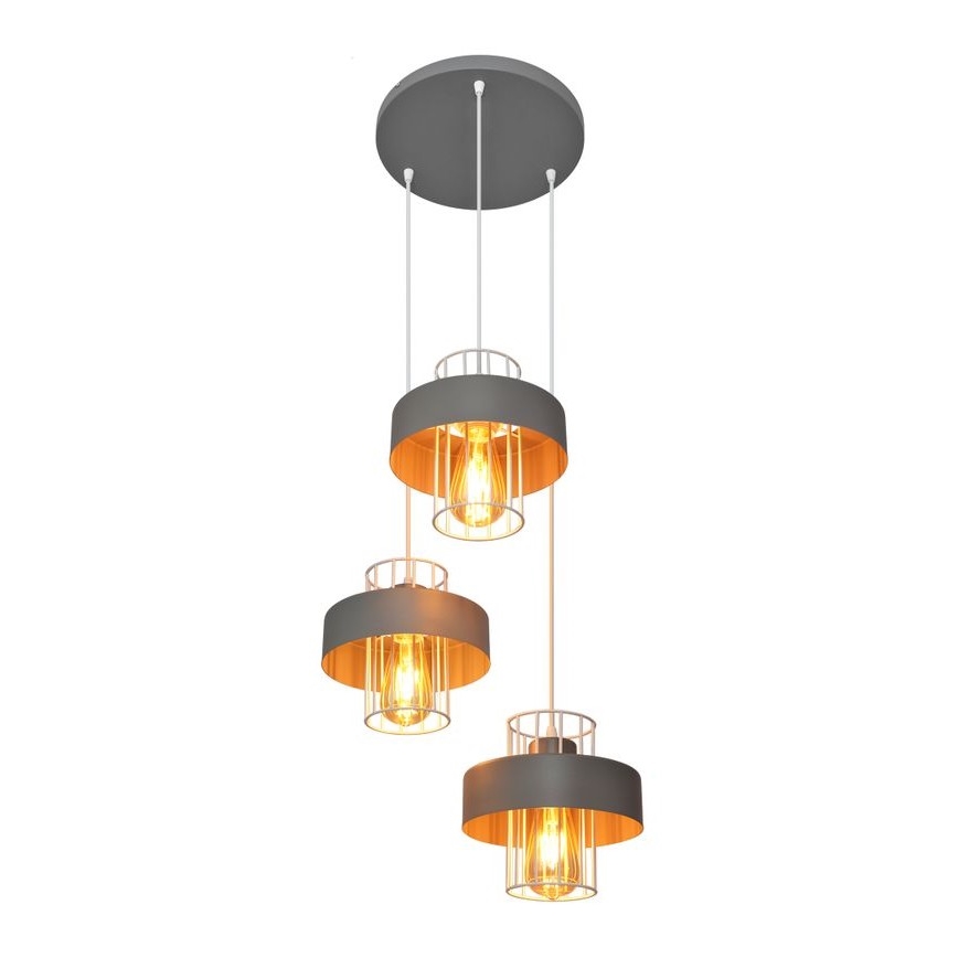 Pendel VOLTA 3xE27/15W/230V diameter 42 cm grå