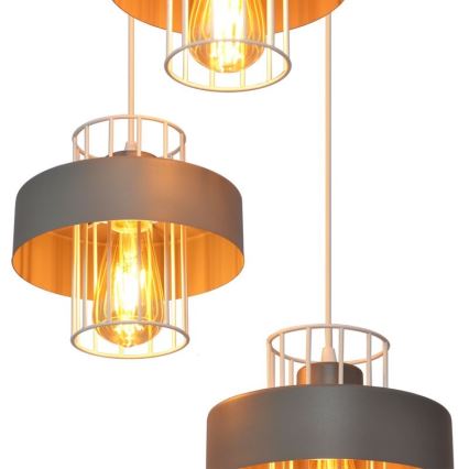 Pendel VOLTA 3xE27/15W/230V diameter 42 cm grå