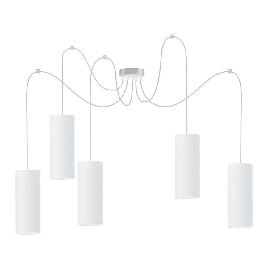 Pendel ZIK 5xE27/40W/230V edderkop hvid