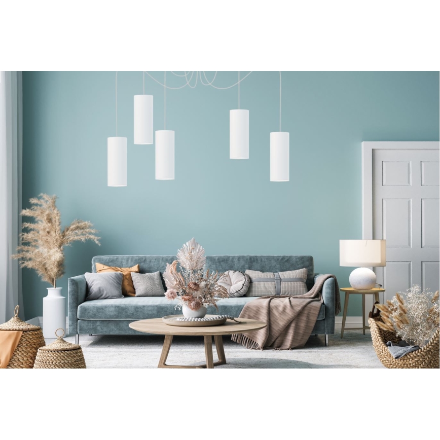 Pendel ZIK 5xE27/40W/230V edderkop hvid