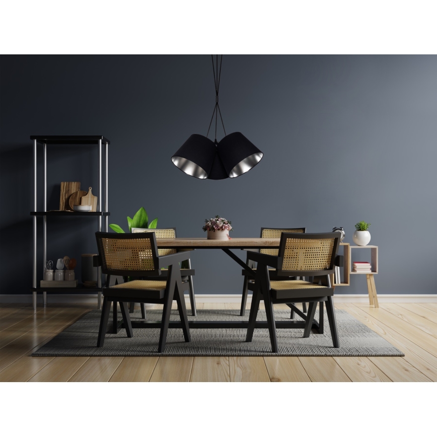 Pendel ZOMA 3xE27/60W/260V sort/skinnende krom