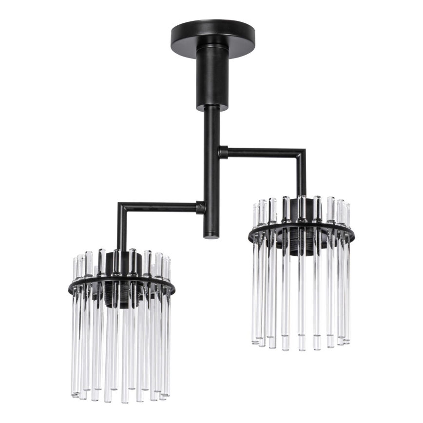 Pendellampe 2xE27/60W/230V sort/transparent