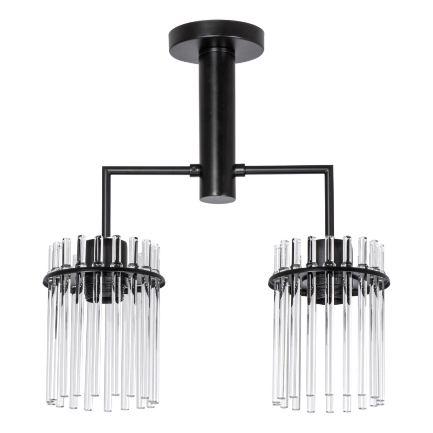 Pendellampe 2xE27/60W/230V sort/transparent