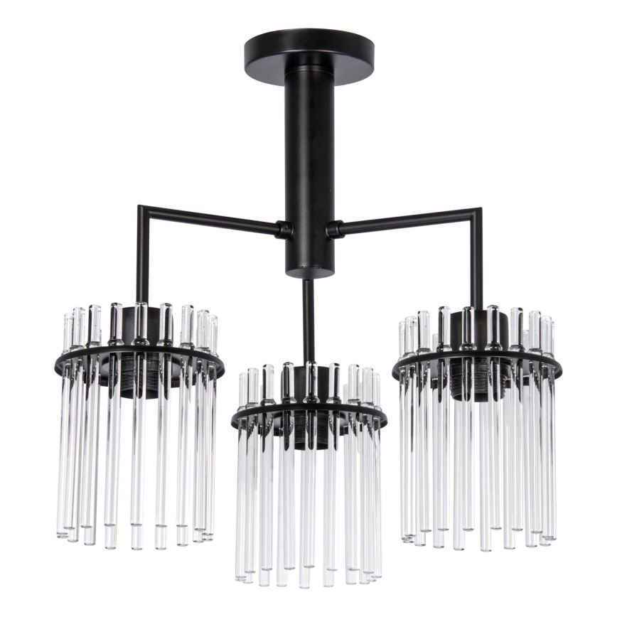 Pendellampe 3xE27/60W/230V sort/transparent
