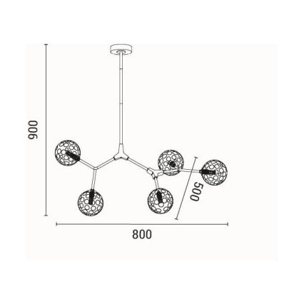 Pendellampe 5xG9/15W/230V grå