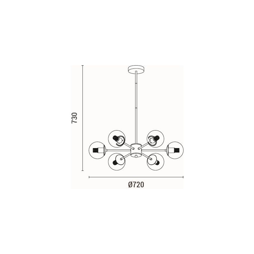 Pendellampe 6xE27/40W/230V messing