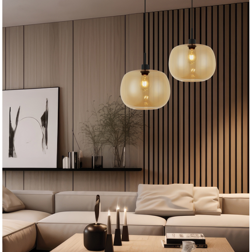 Pendellampe ALAN med ledning 1xE27/40W/230V røgbeige/sort