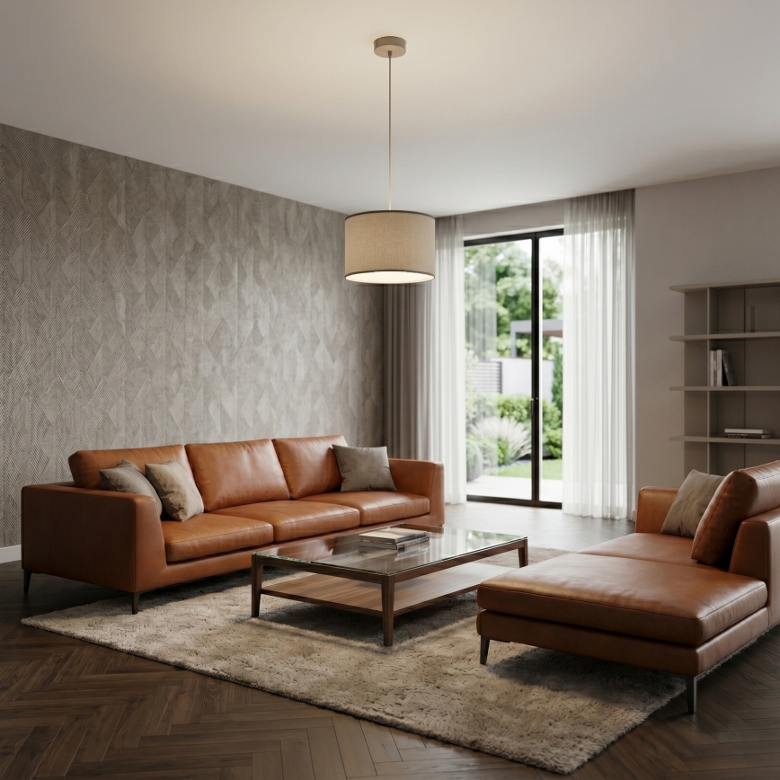 Pendellampe ARDEN med ledning 1xE27/15W/230V Ø 40 cm, beige
