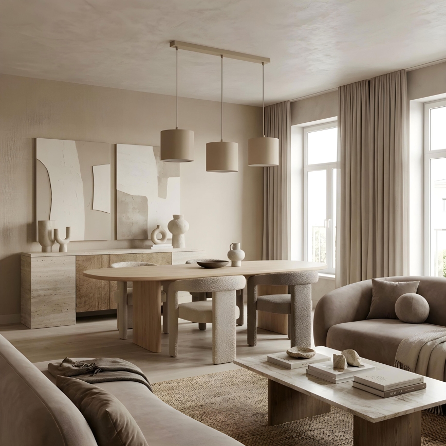 Pendellampe ARDEN på ledning 3xE27/15W/230V, beige
