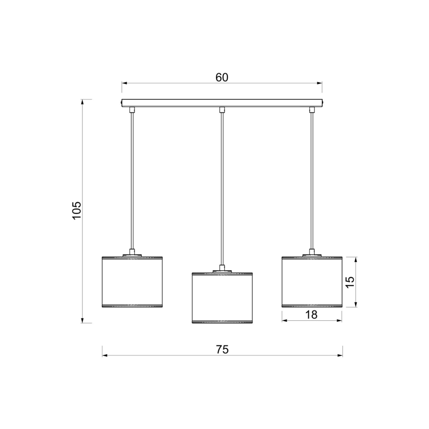 Pendellampe ARDEN på ledning 3xE27/15W/230V, beige