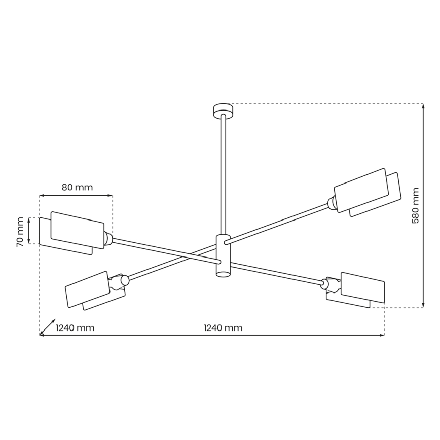 Pendellampe ASTRA 4xE27/60W/230V sort