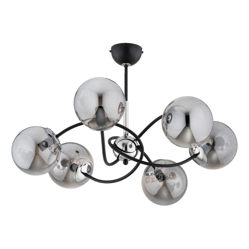 Pendellampe AURORA 6xE14/10W/230V sort/skinnende krom