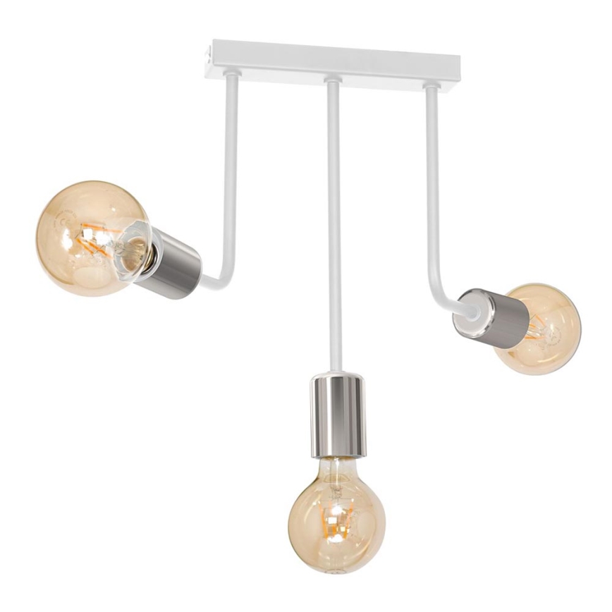 Pendellampe CANDELA 3xE27/15W/230V hvid/skinnende krom