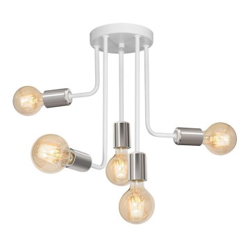 Pendellampe CANDELA 5xE27/15W/230V hvid/skinnende krom